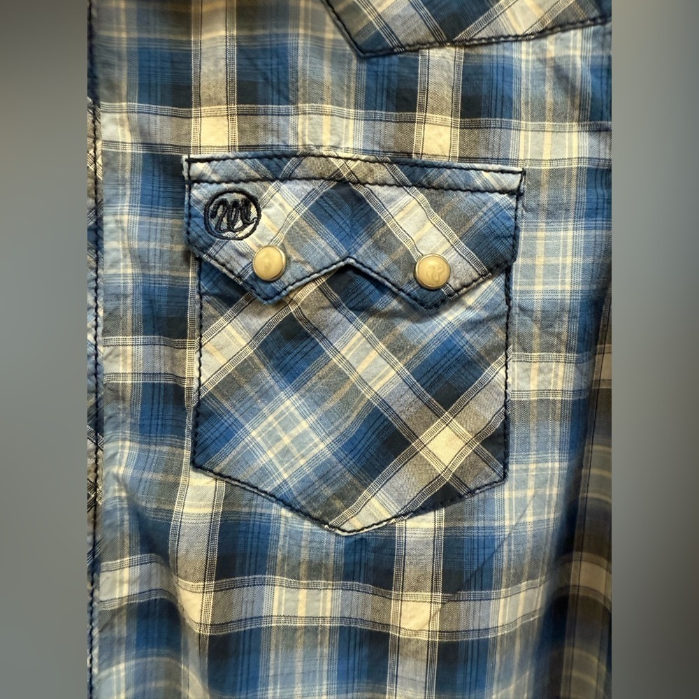 Wrangler Boys Blue Plaid Long Sleeve Dress shirt. Size Large (10-12) 0100 - Picture 6 of 9